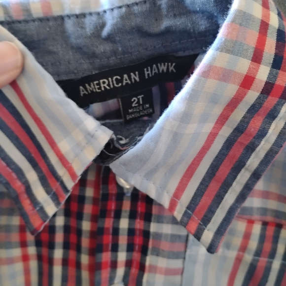 Stylish Kids' Red and Blue Plaid Button-Down Shirt - Picture 2 of 3